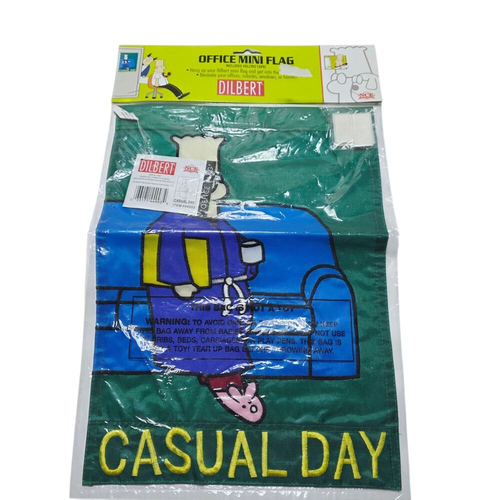 Dilbert Comics Casual Day Office Mini Flag 11 x 15 Two-sided Fabric 1997 NEW VTG